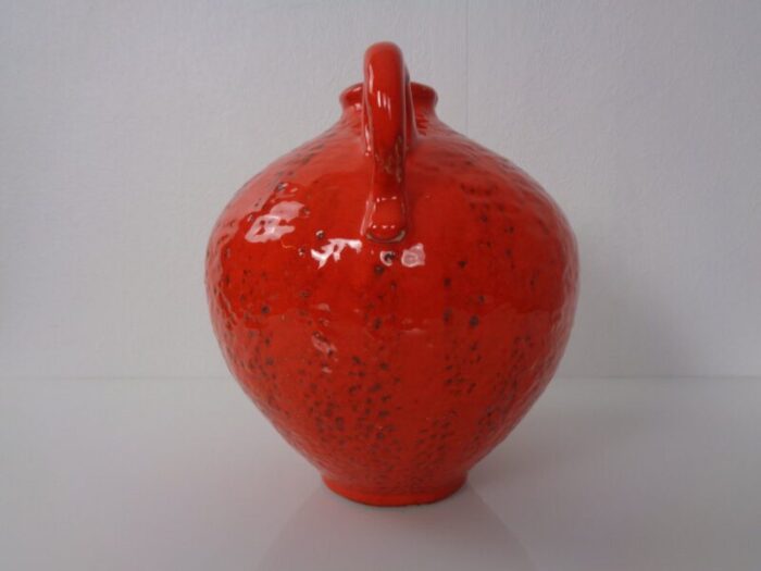 red ceramic vase by heinz siery for carstens 1960s 6