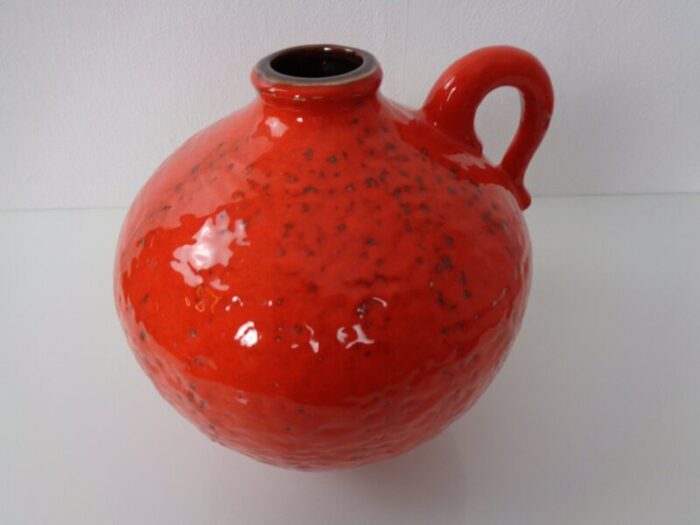 red ceramic vase by heinz siery for carstens 1960s 8