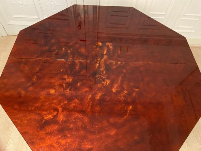 red lacquered dining table with gold dust details 1970s 4291