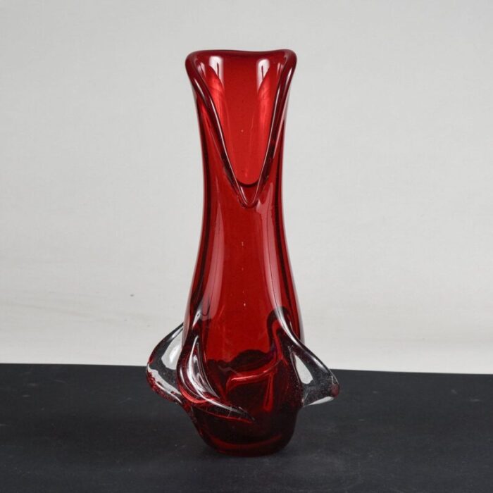 red murano glass vase italy 1960s 1