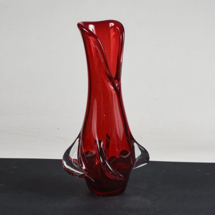 red murano glass vase italy 1960s 2