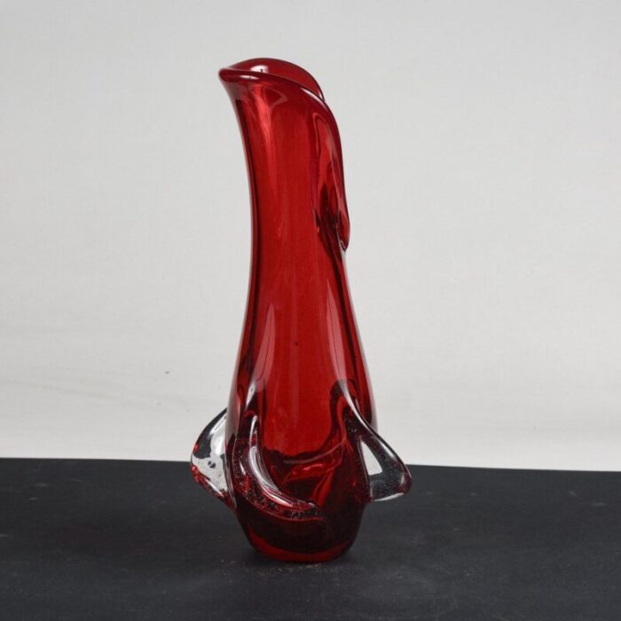 red murano glass vase italy 1960s 3