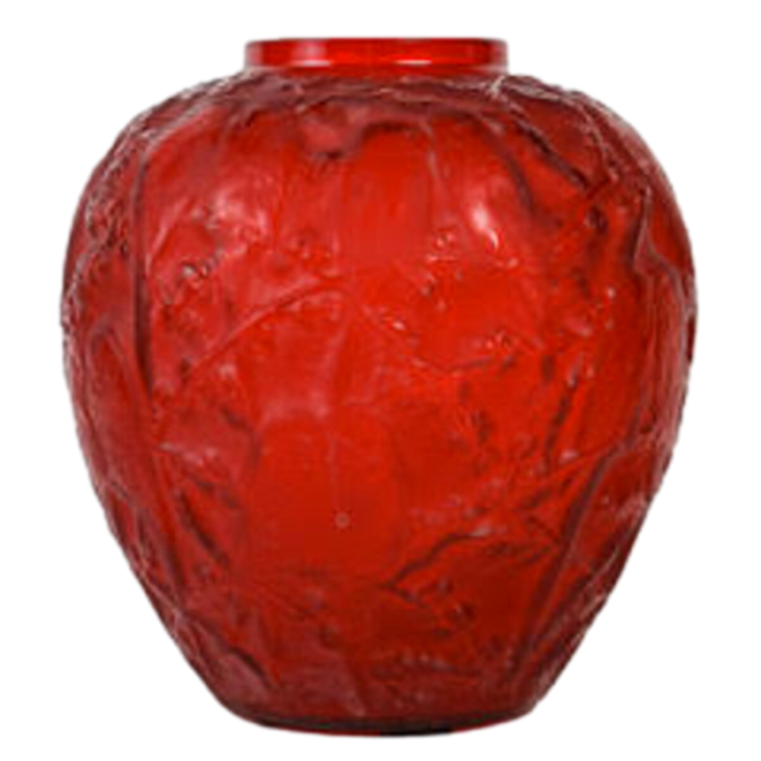 red tinted parakeet vase by rene lalique 1919 5051