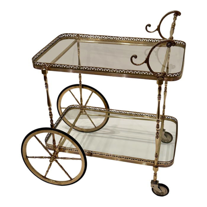 rococo french brass and glass bar cart 4691