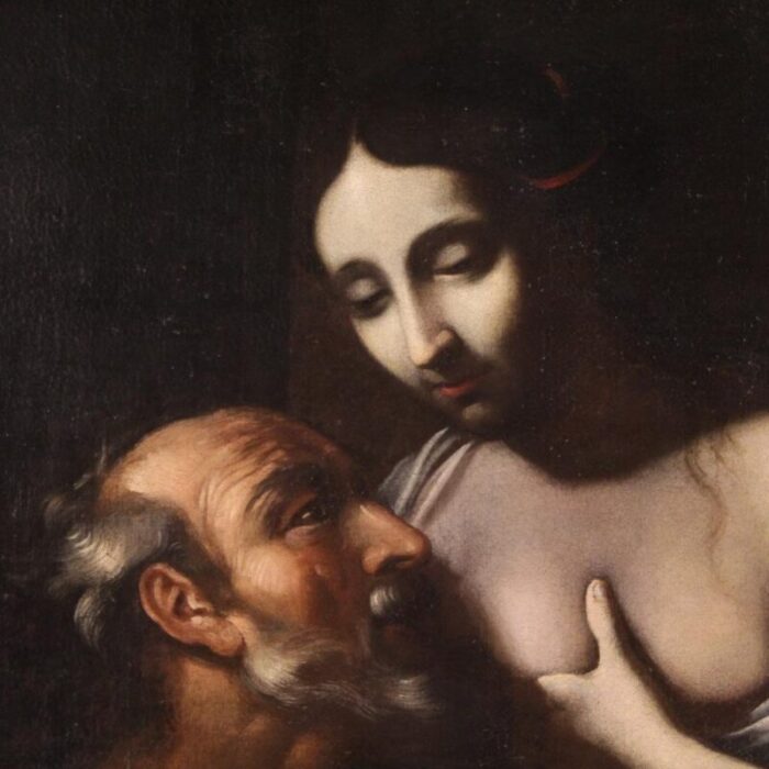 roman charity 1670 oil on canvas framed 1725