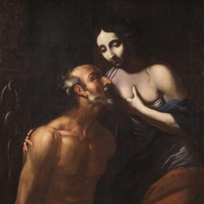 roman charity 1670 oil on canvas framed 5639