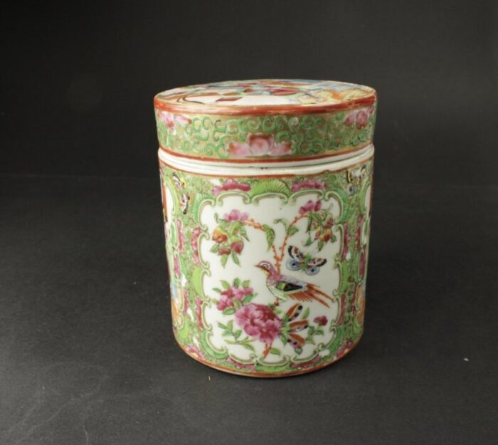 rose medallion lidded jar 1800s 1