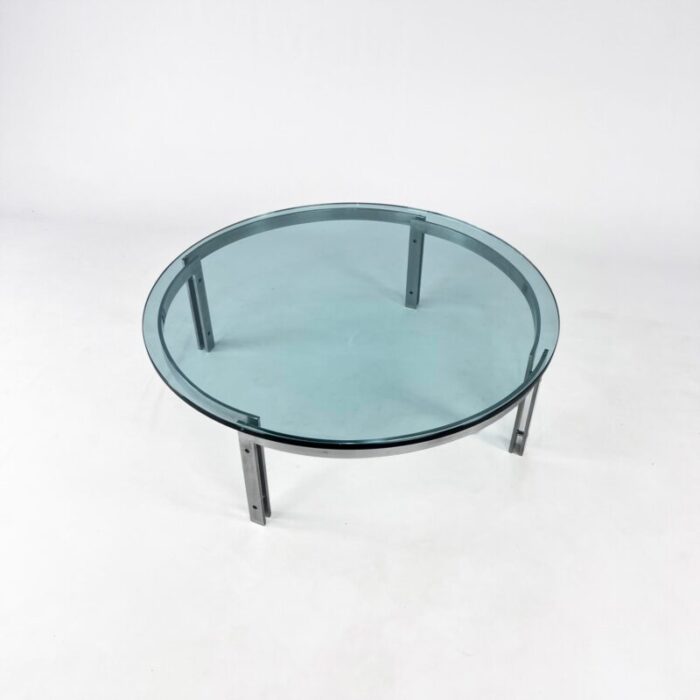 round glass m1 coffee table attributed to hank kwint for metaform 1980s 2207