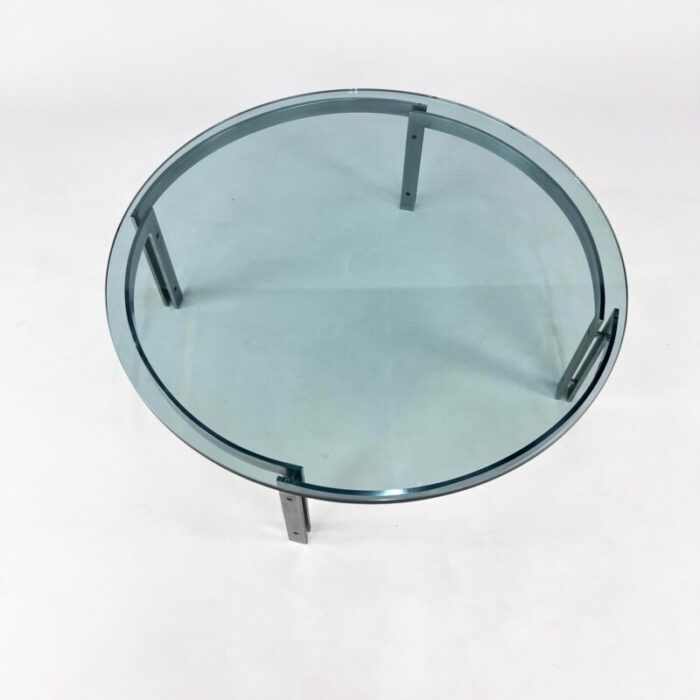 round glass m1 coffee table attributed to hank kwint for metaform 1980s 4099