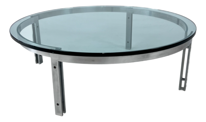 round glass m1 coffee table attributed to hank kwint for metaform 1980s 4271