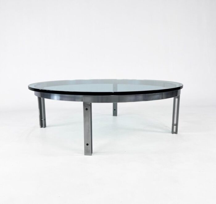 round glass m1 coffee table attributed to hank kwint for metaform 1980s 4451