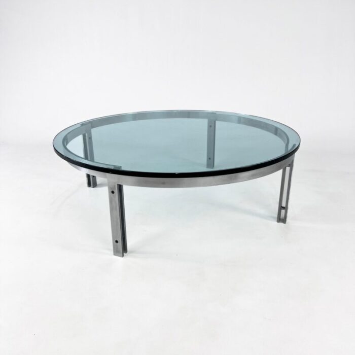 round glass m1 coffee table attributed to hank kwint for metaform 1980s 6767