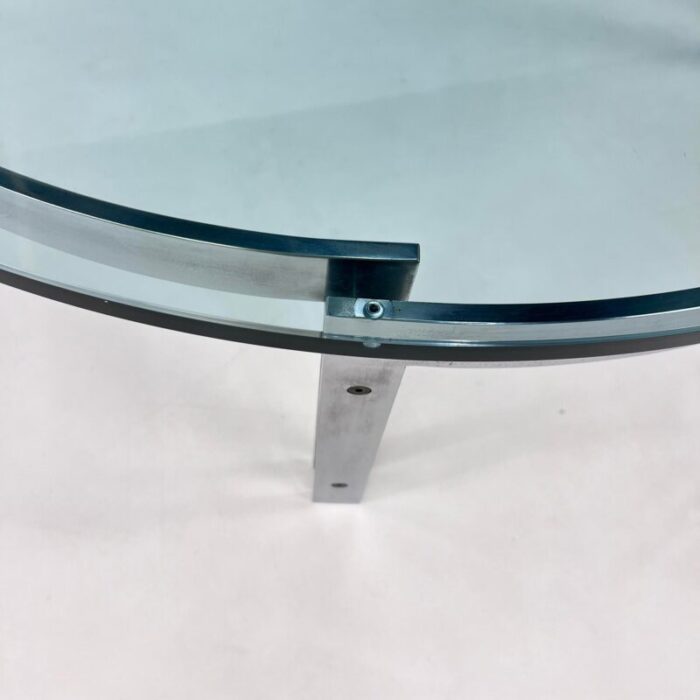 round glass m1 coffee table attributed to hank kwint for metaform 1980s 7832