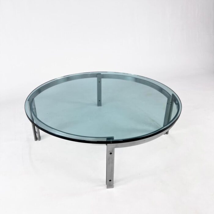 round glass m1 coffee table attributed to hank kwint for metaform 1980s 8105