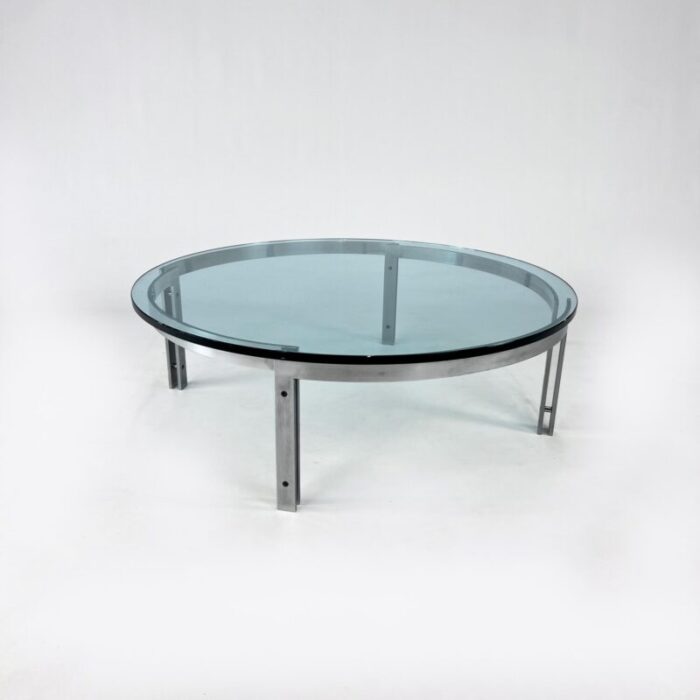 round glass m1 coffee table attributed to hank kwint for metaform 1980s 8388