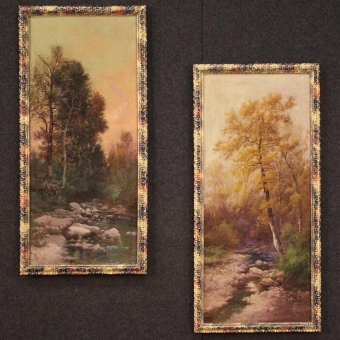 rustic landscape 19th century oil on canvas framed 1016