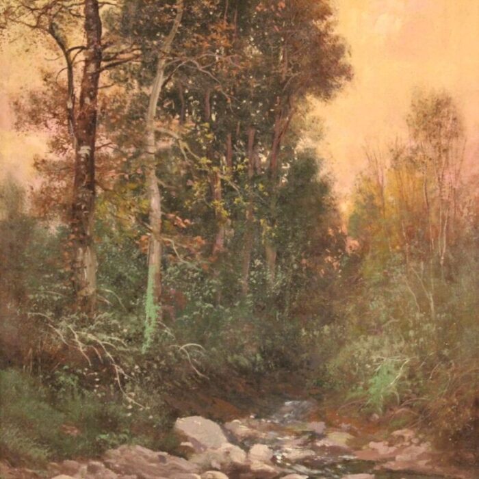 rustic landscape 19th century oil on canvas framed 2199