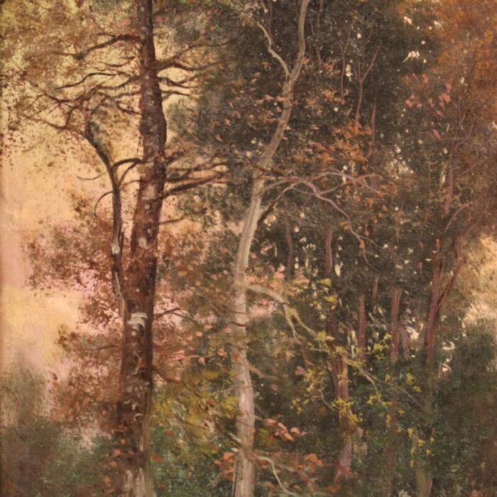 rustic landscape 19th century oil on canvas framed 8558