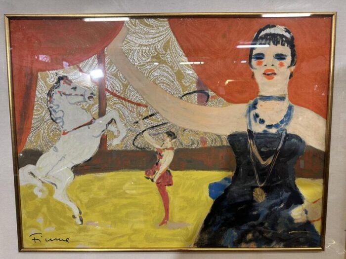 salvatore fiume il circo 35 color serigraph on masonite framed 6803