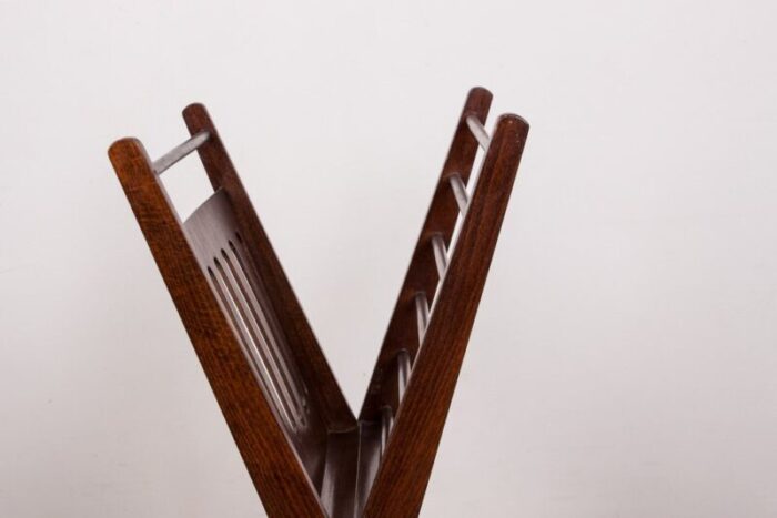 scandinavian foldable magazine rack in stained beech and brass by cees braakman for pastoe 1960s 7