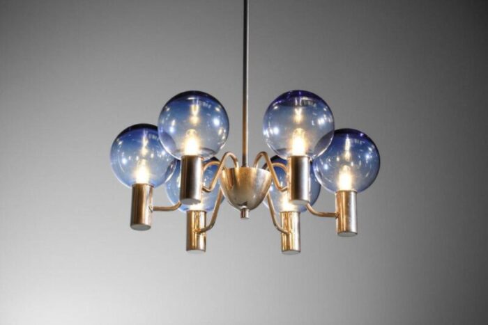 scandinavian swedish blue chrome patricia chandelier attributed to hans agne jakobsson 1960s 3401