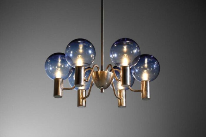 scandinavian swedish blue chrome patricia chandelier attributed to hans agne jakobsson 1960s 3453