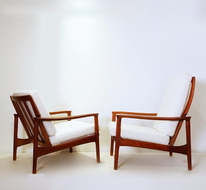 scandinavian wooden armchairs 1960s set of 2 4317