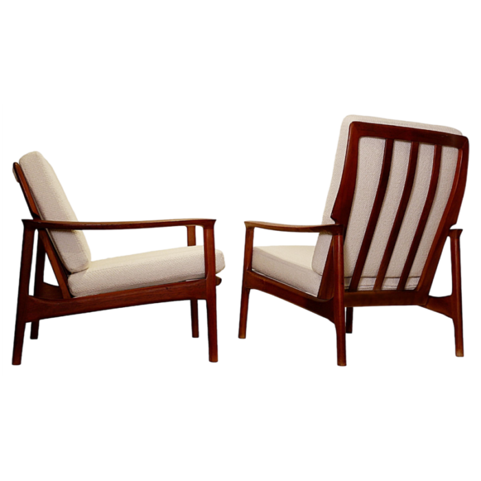 scandinavian wooden armchairs 1960s set of 2 7045