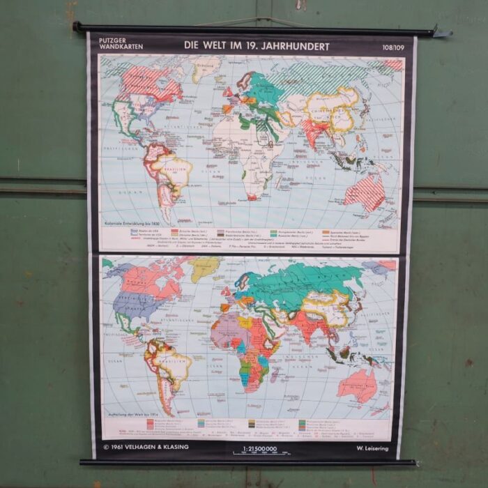 school teaching world map of the 19th century from velhagen klosing 1961 1