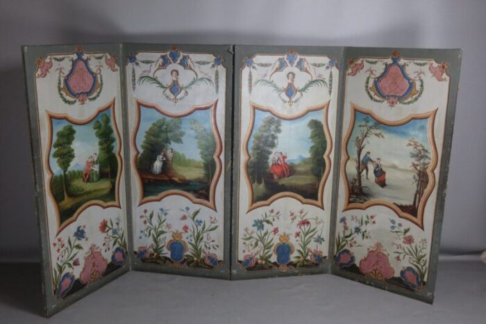 screen with oil painting 1800s 11