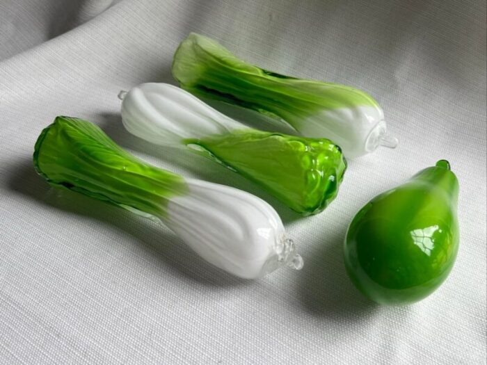 set of 4 vintage art glass chinese vegetables 1084