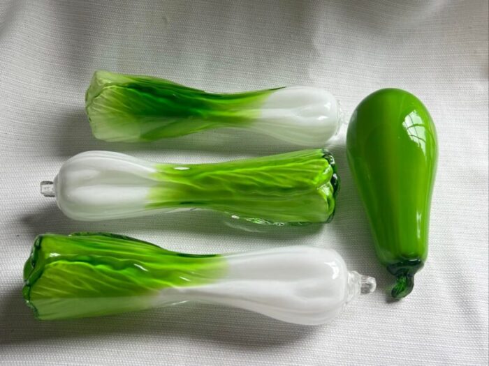 set of 4 vintage art glass chinese vegetables 7403