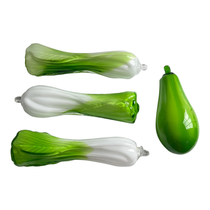 set of 4 vintage art glass chinese vegetables 9151