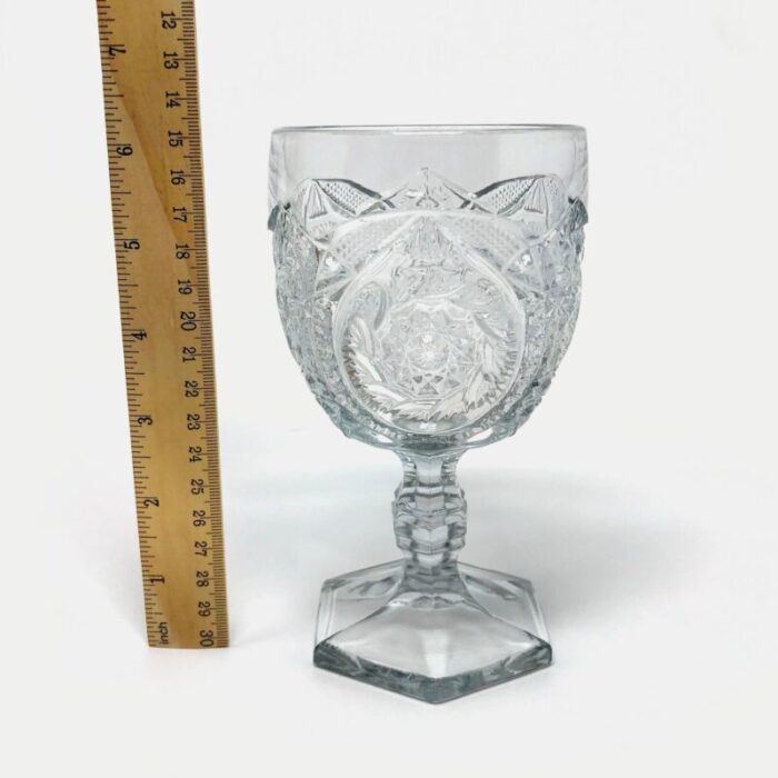 set of 6 antique eapg buzz star glass goblets 9094