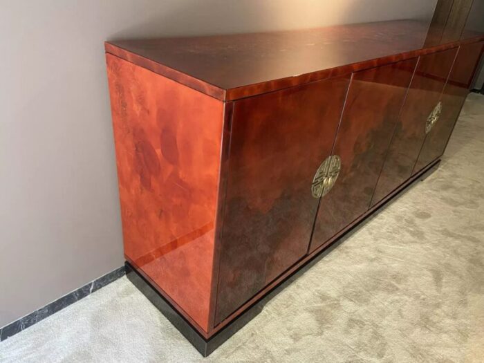 sideboard in red lacquered wood 1970s 6295