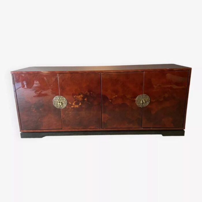 sideboard in red lacquered wood 1970s 7414