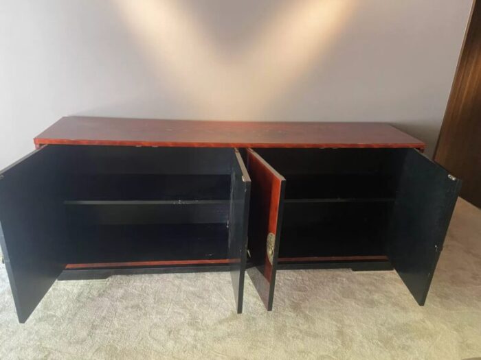 sideboard in red lacquered wood 1970s 9644