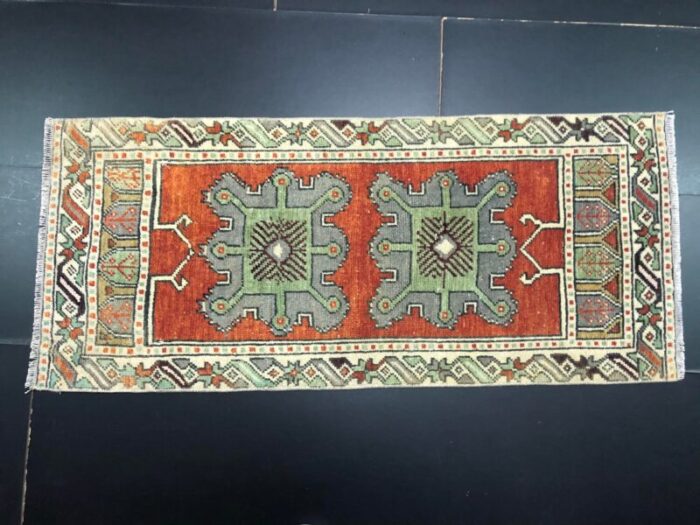 small handmade wool rug 1960s 2958