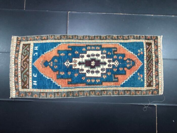 small handmade wool rug 1960s 4702