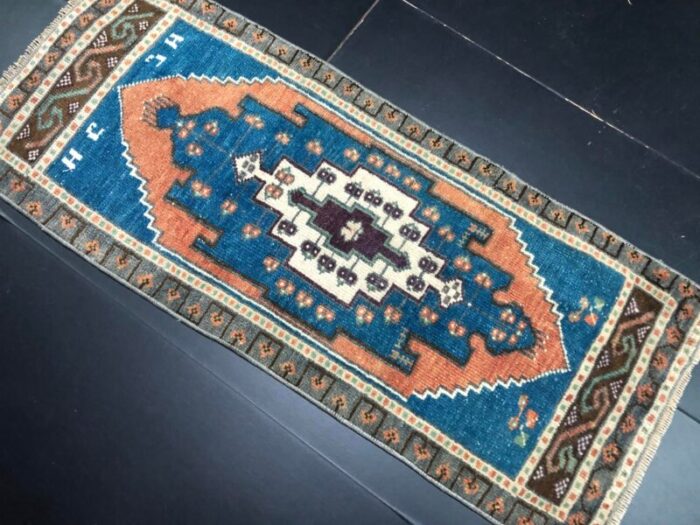 small handmade wool rug 1960s 7867