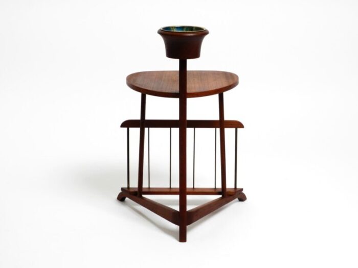 small mid century modern danish teak side table with magazine compartment and ashtray 1960s 1889