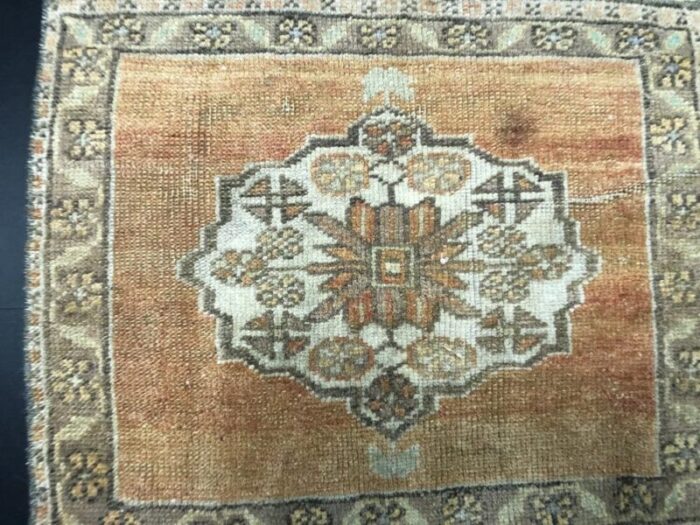 small vintage handmade wool rug 1960s 7398