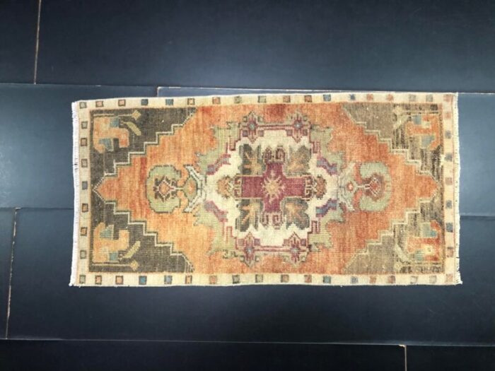 small vintage turkish handmade wool rug 1960s 1193