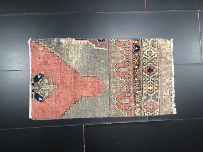 small vintage turkish handmade wool rug 1960s 1724