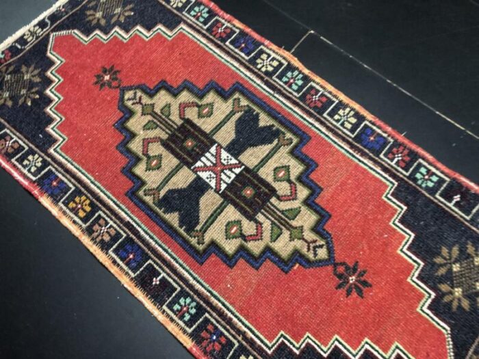 small vintage turkish handmade wool rug 1960s 2283