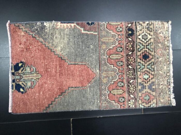 small vintage turkish handmade wool rug 1960s 3459