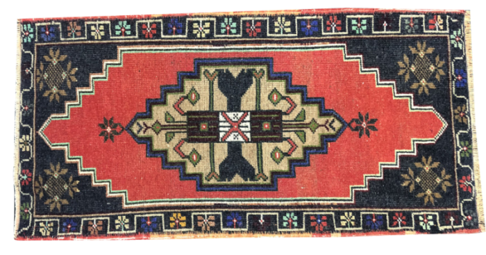 small vintage turkish handmade wool rug 1960s 4797