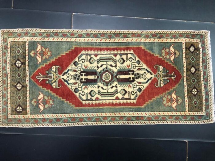 small vintage turkish handmade wool rug 1960s 5213