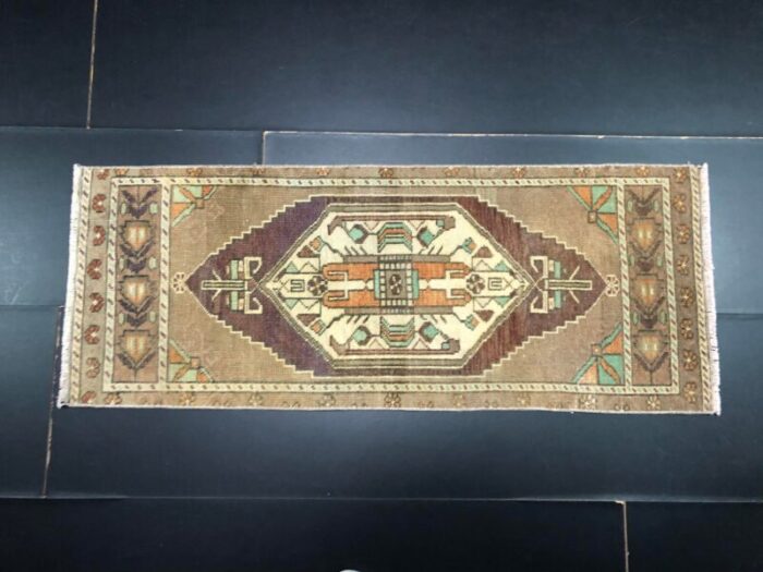 small vintage turkish handmade wool rug 1960s 7132