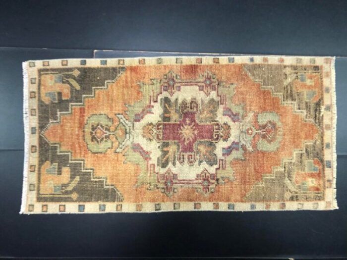 small vintage turkish handmade wool rug 1960s 8103